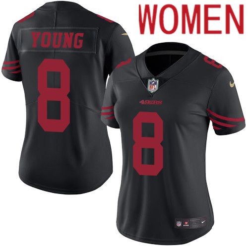 Women San Francisco 49ers #8 Steve Young Nike Black Vapor Limited NFL Jersey->women nfl jersey->Women Jersey